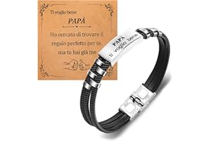 CheersLife Bracciale per Papà,Regalo per la Festa del Papà,Regali Braccialetto per Papà,Regalo Padre,Braccialetto Personalizzato di Papà, Regalo di Compleanno per Papà Creativi Natalizi