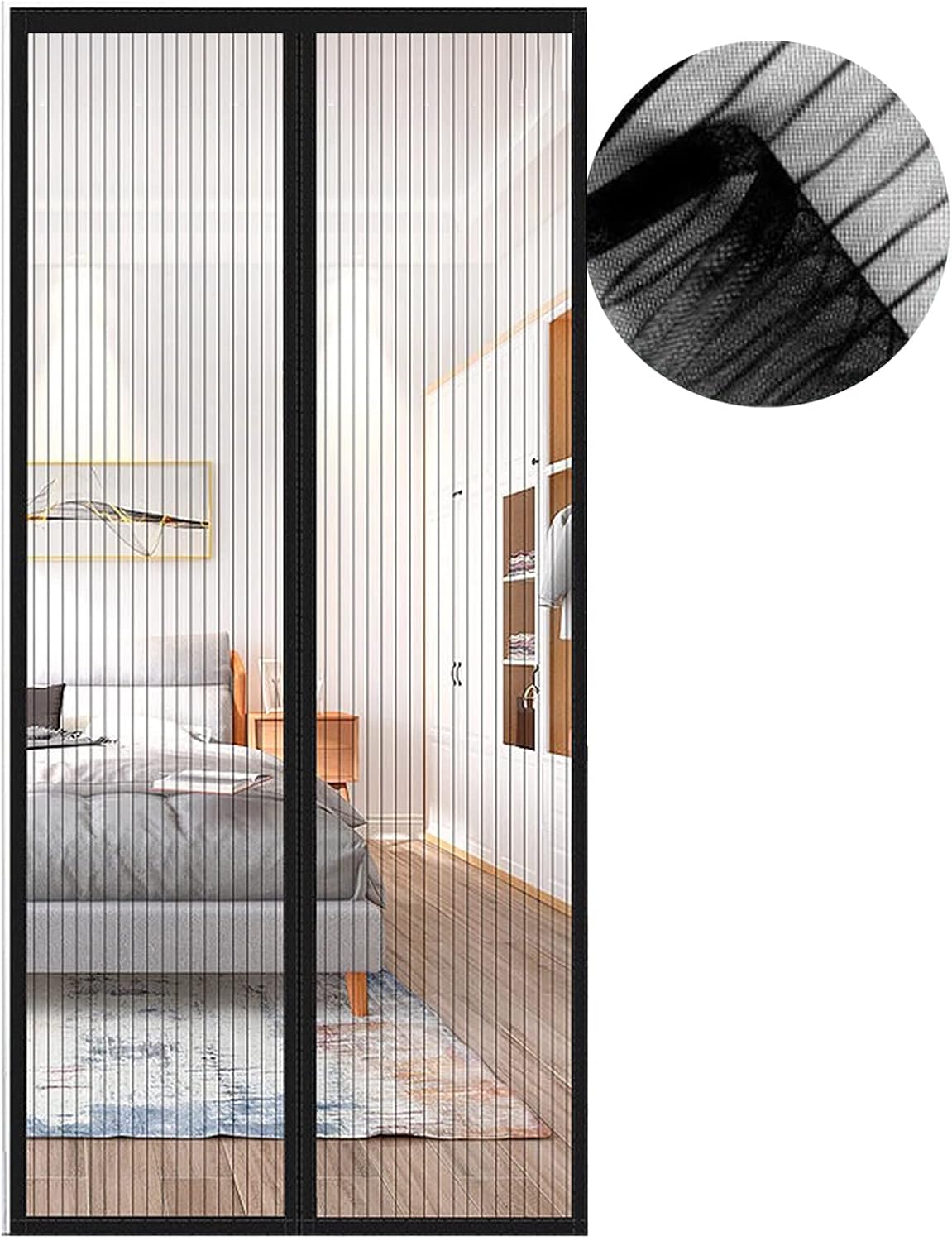 Meet Beauty Cortina Mosquitera Magnética para Puertas, Versión Actualizada 160x210 cm Puerta de Malla Magnética, Negro Cortinas para Puertas Exteriores, Fácil de Instalar y Lejos de Los Mosquitos