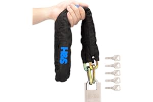 H&S Antivol Moto & Vélo Robuste Chaîne & Cadenas - Anti Vol 10mm x 1.2m Chaine de Sécurité et Cadenas avec 5 Clés - Chaînes Incassables pour Moto & Scooter - Antivols Haute Sécurité