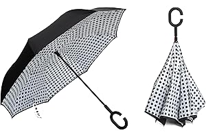 Braty Decorations Seitenverkehrter Stockschirm, Innovativer Regenschirm, Doppelschichtiger Regenschirm, Umgekehrter Regenschirm, Regenschirm mit C-förmigem Griff