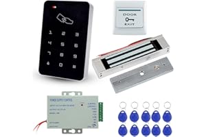 LIBO SMART HOME LIBO Kit de Sistema de Control de Acceso de Puerta con 180kg/350lbs Cerradura Magnética Eléctrica, DC12V Fuente de Alimentación, Botón de liberación, 10pcs llaveros