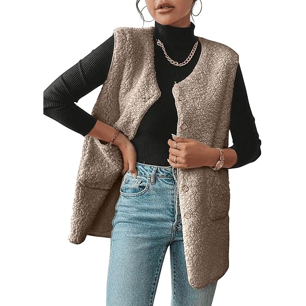 MAXMODA Gebreid vest voor dames, mouwloos, lang, elegant vest met