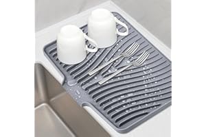 HOUBOBO Silicone Draining Mat for Kitchen Counter,Sink, 40*33cm Heat Resistant Dish Drying Mats, Reusable Non-Slip Silicone Draining Board Mat for Multiple Usage, Dishwasher Safe