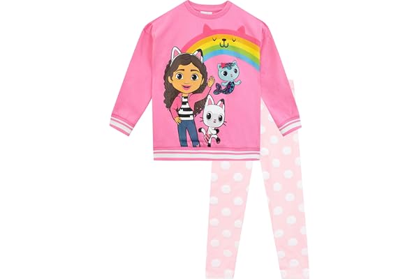 DREAMWORKS GABBY'S DOLLHOUSE Girls Sweatshirt And Leggings Set | Pandy Paws och Mercat Co Ord Set | Kläder och kläder för tjejer