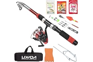 Lixada Fishing Rod and Reel Combo Telescopic Spinning Fishing Reel with Bag and Fishing Accessories