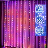 Yeco RGB 300 LED Perde Işık 3x3 Metre, 10 Sarkıtlı, 8 Modlu, Kumandalı Dekoratif &Ccedil;ok Renkli Peri Led