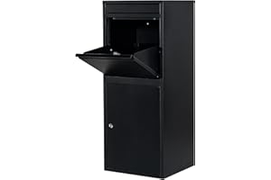 Extra Large Parcel Box Outdoor Parcel Delivery Box Parcel Drop Box Metal Post Box for Internet Deliveries,Wall Mountable Weatherproof Sturdy Mailbox Home Porch - Atahome Cappadocia (Black)