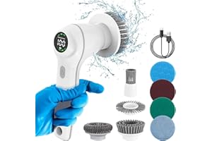 iklestar Brosse Nettoyage Electrique, Nouveau 2024 Brosse Nettoyage Salle de Bain avec 8 Brosse, IPX7 étanche Brosse rotative Nettoyage pour Salle de Bain, Cuisine, Garde-Manger, Coin