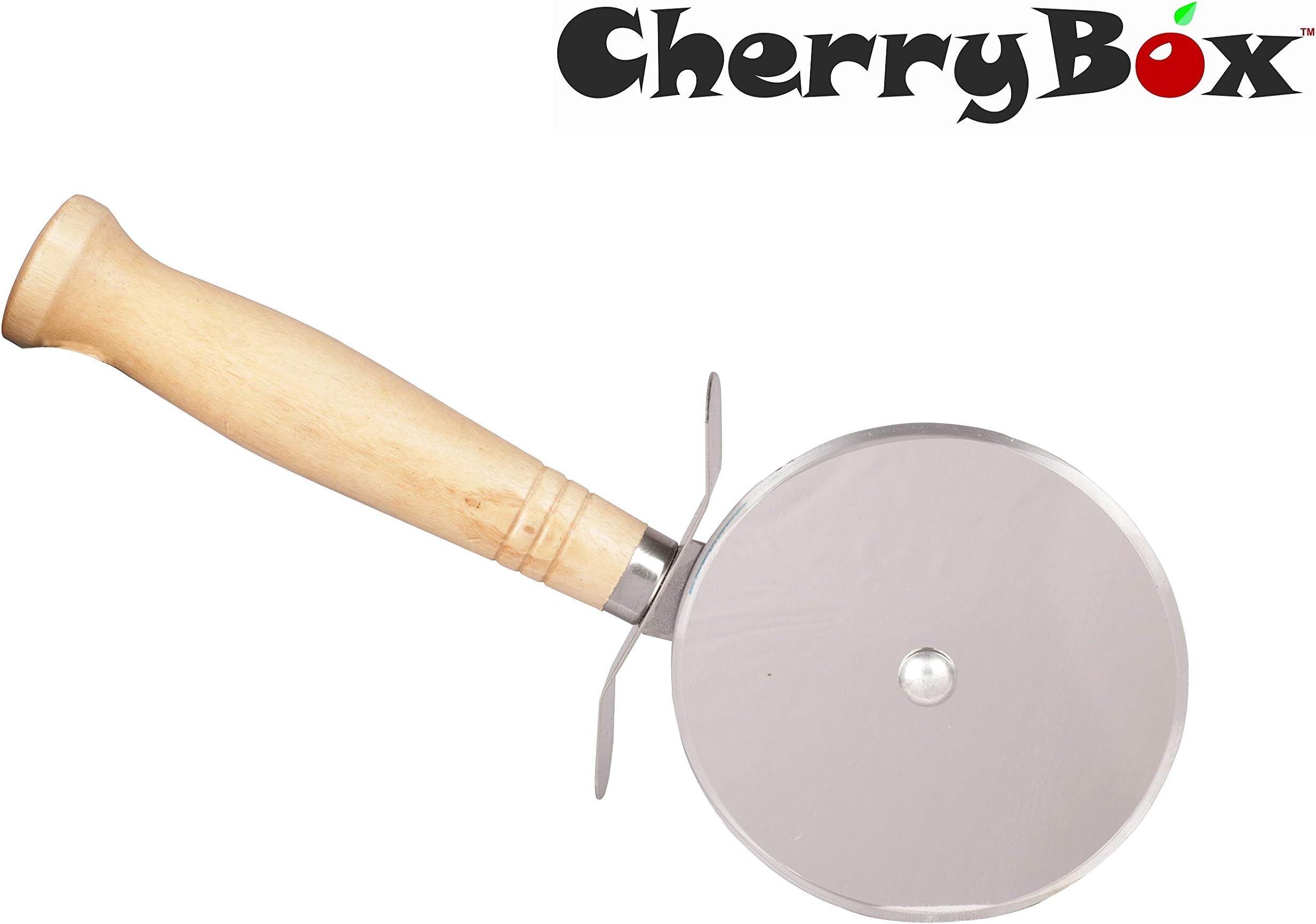 CherryBox Pizza Cutter with Wooden Handle - Stainless Steel - Wheel Pizza Cutter - 8 cm
