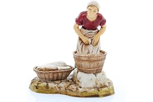 ‎MORANDUZZO Moranduzzo Wäscherin für Krippe 10 cm Maßstab 1:20 - Unzerstörbare Krippenfiguren - Stil 700', Handbemalt, Offizielles Produkt, Hergestellt in Italien, Bildhauer M. Landi