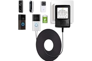 XZGM Transformateur d'alimentation pour sonnette, adaptateur 24V 500MA pour sonnette vidéo, convient à ring, Arlo, Nest, Eufy et la plupart des autres sonnettes vidéo (câble d'extension 8M Noir)