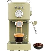 Cecotec Espresso Coffee Maker Power Espresso 20 Retro Green Elite. 1100 W, 20 Bars, Steamer Steamer, Portafilter Arm with Dua