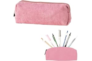 XHYASD Mały piórnik ze sztruksu, piórnik dla dziewcząt, różowy, z zamkiem błyskawicznym, do szkoły, biura, organizer na kosmetyki, Rosa, Klasyk