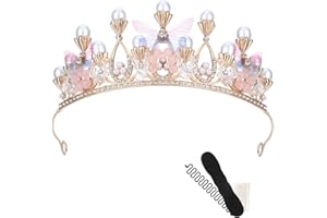 ODDERZZII Korona księżniczki, diadem dla dziewcząt, motyle, tiara, opaska do włosów, złota korona, dla dorosłych