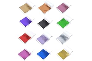 MytaYt 240 Pièces Feuilles d'or Imitation Feuille d'or Feuille d'or Ongle Feuille d'or pour Peinture D'Imitation Feuille Dor Decoration 12 Couleurs la Bricolage(9X9CM)