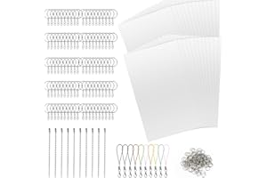 Mkitnvy Kit de Plastique Fou,Lot de 245 feuilles en plastique magiques Shrink Plastic,aveccolliers de perles,fermoir mousqueton,papiers d'art rétractables vierges,Porte-clés,Anneau fendu.