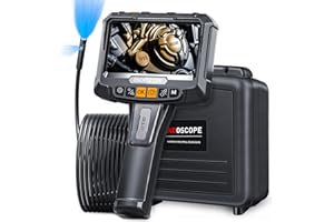 Doppio Lente Telecamera Endoscopio, SGAINUL Telecamera Ispezione Tubi con Schermo IPS da 5.0 Pollici Endoscopica Industriale IP65 Impermeabile con 8 + 1 Luce, 32G Scheda TF con Valigetta-5M