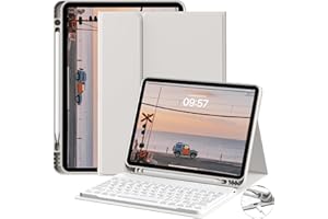 JKSML Etui na klawiaturę do iPada 10 generacji 10,9" 2022 z uchwytem na rysik, miękka tylna obudowa z TPU, zdejmowana klawiatura Bluetooth do iPada 10 generacji,Szary
