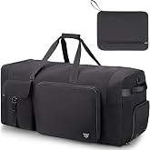 YOUNGOA Foldable Travel Bag for Men and Women, 80L Large Waterproof Sports Bag with Shoe Compartment, Black