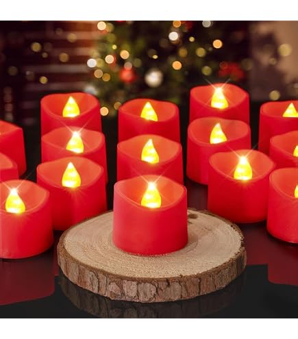 KOABY 12 Flammenlose Teelichter Rot – Batteriebetrieben, Nicht Flackernd, 100+ Stunden Leuchtdauer