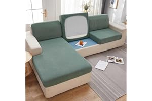 MTHGH Sofa Sitzkissenbezug,Stretch 4/3/2/1 Sitzer/L Form Samt Sofabezug Elastische Couch Kissenbezüge Husse Überzug Bezug Für Sofa Sitzkissen,C-(increase135-165cm) 3-Seater