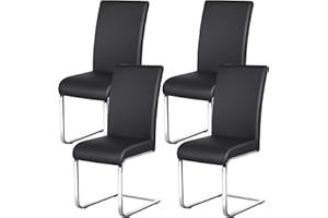 ‎YAHEETECH Yaheetech Esszimmerstühle 4er Set Freischwinger, Schwingstühle Polsterstuhl, 135 kg belastbar