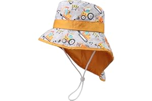 JUPSK Dziecięcy kapelusz przeciwsłoneczny, dziecięcy kapelusz wędkarski lato plaża dziedziniec zabawa ochrona UV czapka miękka oddychająca regulowana bawełniana czapka dla chłopców i dziewcząt do wyjścia i zabawy, Koparka, 2-4 Lat