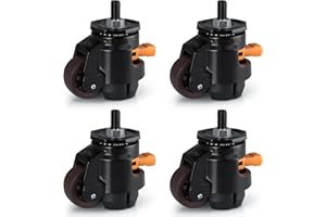 Skelang 4 Pcs Leveling Stem Casters, 60S Heavy Duty Caster Wheels‌, Retractable Leveling Swivel Castors with Ratchet Handle for Workbench, Machine Equipment