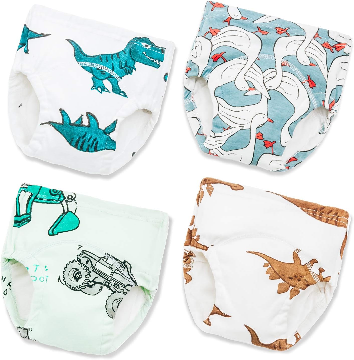 Joyo roy Potty Training Pants for Baby Boy 4 Year 4Pack Reusable Training Pants 100% Cotton Cloth Nappies Size 4 Toilet Potty Trainer Underwear for Boys Reusable Diapers for Toddlers Padded Underwear