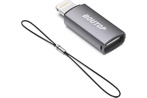 BOUTOP USB C to Lightning Adapter for 27W PD Fast Charging (Not for Data Syncing) Compatible with Selected iPhone, iPad, iPod - 1 Pack [Space Gray]