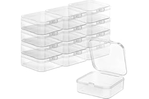 TRUEIN 12 scatole portaoggetti con coperchio, piccola plastica, piccola scatola di plastica trasparente, mini scatole di plastica per pillole, perline, gioielli, artigianato