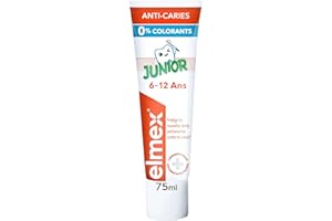 ELMEX Dentifrice Enfant, 6-12 Ans, formulé pour prendre soin des nouvelles dents permanentes - Protège des caries - 75 ml