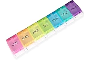 inedit Pilulier Semainier FRANÇAIS 7 Jours - Boite À Médicaments - Piluliers Medicaments - Pilulier Semaine Très Pratique Multicolore