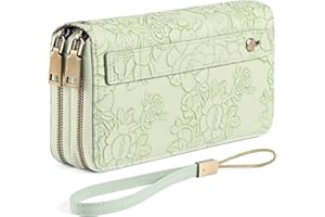 GAEKEAO Portafoglio Donna Grande, Portamonete Vegan in Pelle, Porta Tessere Blocco RFID, Portacarte di Credito, Porta Tessere, Borsellino Doppia Cerniera, Idee Regalo