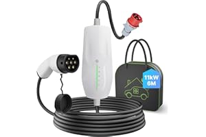 ‎TESKEE Teskee Mobile Wallbox 11kW Typ 2 Ladekabel EV Ladegerät für alle Elektrofahrzeugen EV PHEV | Max. 11kW 6-16Amp 6 Meter in Länge 3-Phasig CEE Stecker