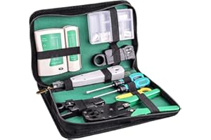 Kuman Network Cable Tester, RJ45 RJ11 Cat5 Cable Crimper Stripper con 10 piezas de cristal Connctors Tool Set P9100