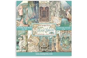 ‎STAMPERIA Stamperia International SBBS78 Scrapbooking Small Pad 10 Sheets CM, 3 (8 "X8") -Magic Forest, Multicolor, 20.3x20.3 cm