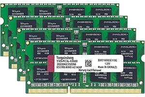 YONGXINSHENG DDR3 / DDR3L 32GB Kit (8GBx4) Laptop RAM 1600MHz PC3L/PC3-12800 SODIMM Non-ECC Unbuffered 1.35V/1.5V 2Rx8 Dual Rank 204 Pin CL11 Notebook Computer Memory Upgrade Module(Green)