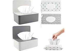 Zosenyer Caja Toallitas Húmedas, 2 Piezas Caja para Toallitas y 2 Piezas Bolsa Toallitas Bebe Portátil, Reutilizables Caja de Pañuelos con Tapa, Bolsas Dispensadoras para Tejidos de Bebé