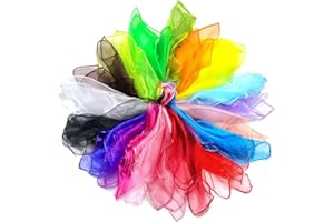 ZeYou Multicolores Jonglage 20 Pièces,60 x 60cm Foulard Jonglage Enfant,20 Couleurs Carré Soie Organza Foulards Écharpes Sensorielles Foulard Jonglages pour Bébé Enfants et Adultes