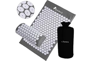 ROMIX Acupressure Mat and Pillow Set, Acupuncture Mat for Back, Neck, Feet Pain Relief Muscle Relaxation Stress Reduction Wellness Therapy, Spike Massage Mattress with Carry Bag for Men Women