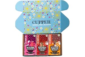‎CUPPER Cupper Bio Tee Set "Wintertees", Tee Geschenkset, Früchtetee, Kräutertee, drei verschiedene Sorten, 60 ungebleichte, plastikfreie Teebeutel, 3er Pack