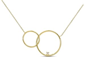 Miore 14 kt 585 żółte złoto zazębiające się obręcze / koła naszyjnik z brylantowym szlifem naturalnym diamentem, długość 45 cm, Złoto, Diament