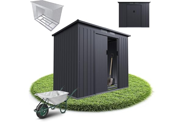 Juskys abri métallique M – Gris foncé, résistant aux intempéries avec Cadre de Fondation, Porte coulissante & verrouillable – pour Jardin & Stockage