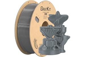 GratKit PETG Filamento per stampante 3D 1 kg, filamento PETG 1,75 mm, -0,03 mm, filamento per stampa 3D PETG,Grigio