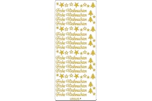 Ursus 59300059 - Kreativ Sticker, Frohe Weihnachten 1, gold, 5 Blatt, selbstklebend, Ideal zur Kartengestaltung und zum Dekorieren von Geschenken, Stickerbogen ca. 10 x 23 cm