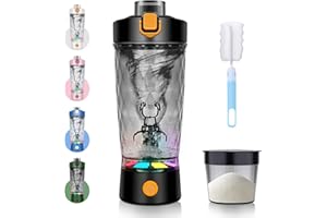 SOARFLY Elektrischer Shaker Protein Shaker Elektrisch mit Pulverfach 650ML, Eiweiß Shaker USB Wiederaufladbar für Potein Pulver und Milchshake, BPA-frei, Schwarz