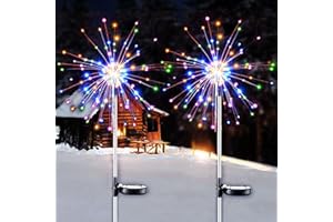 XVZ Luce Solare per Fuochi d'artificio, 2 Pezzi 120 LED Lampada Solare da Giardino Impermeabile 2 modalità di illuminazione per Natalizie, Prato, Recinzioni, Terrazze - multicolore