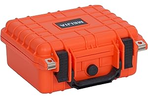 MEIJIA Waterproof Protective Case,Hard Camera Case with Customizable Foam, Fit for Drones, Camera, Lens,10.62 x9.68x4.87inches (Orange)
