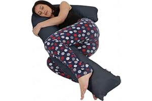Hometex L Shaped Support Pillow and Case (Black) - Pregnancy Maternity Comfort